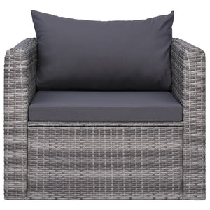 Sedia da Giardino con Cuscini in Polyrattan Grigio 44161