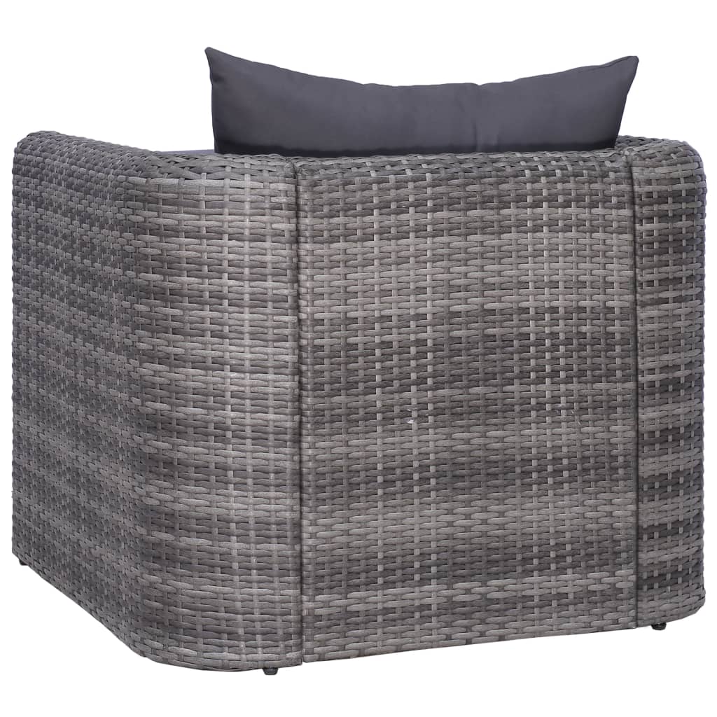 Sedia da Giardino con Cuscini in Polyrattan Grigio 44161