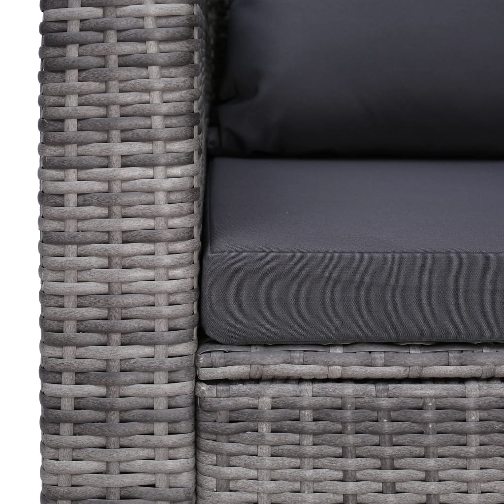 Sedia da Giardino con Cuscini in Polyrattan Grigio 44161