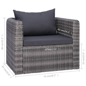 Sedia da Giardino con Cuscini in Polyrattan Grigio 44161