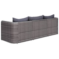 Set Divani da Giardino 3 pz con Cuscini Grigio in Polyrattan 44163