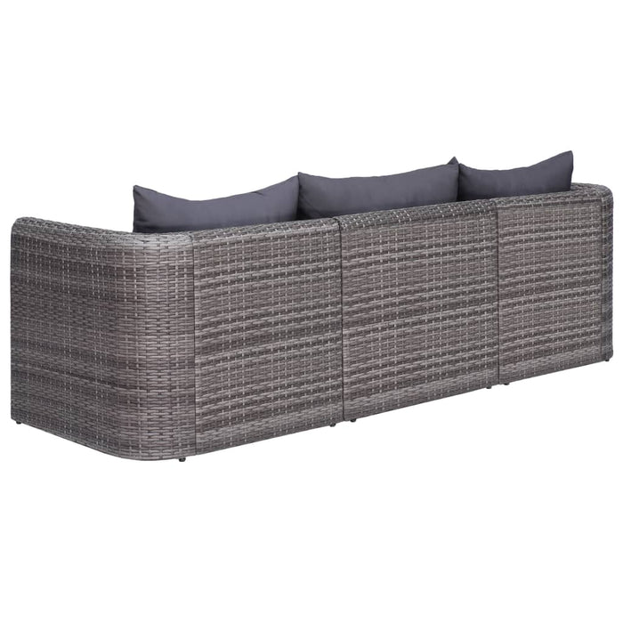 Set Divani da Giardino 3 pz con Cuscini Grigio in Polyrattancod mxl 118881