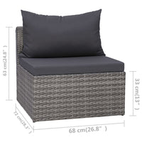 Set Divani da Giardino 3 pz con Cuscini Grigio in Polyrattan 44163