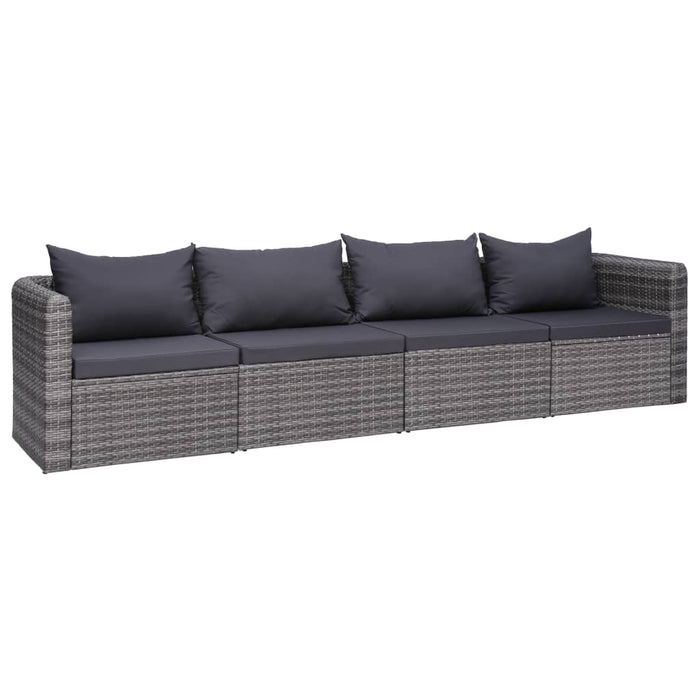 Set Divani da Giardino 4 pz con Cuscini Grigio in Polyrattan cod mxl 73947