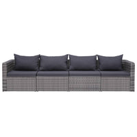 Set Divani da Giardino 4 pz con Cuscini Grigio in Polyrattan cod mxl 73947