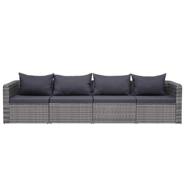 Set Divani da Giardino 4 pz con Cuscini Grigio in Polyrattan cod mxl 73947