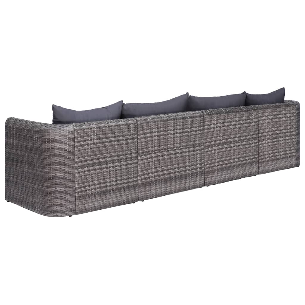 Set Divani da Giardino 4 pz con Cuscini Grigio in Polyrattan cod mxl 73947