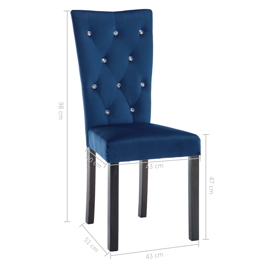 Sedie da Pranzo 2 pz Blu Scuro in Velluto 246490