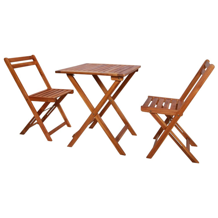 Set da Bistrot 3 pz Pieghevole in Legno Massello di Acacia cod mxl 35645