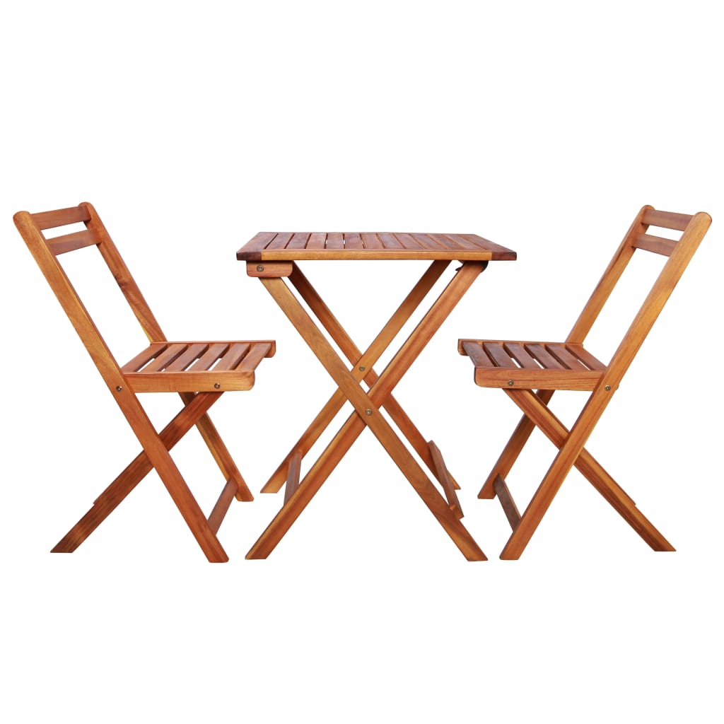 Set da Bistrot 3 pz Pieghevole in Legno Massello di Acacia cod mxl 35645