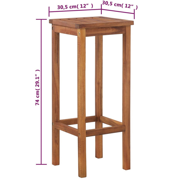 Sgabelli da Bar 2 pz in Legno Massello di Acacia 44016