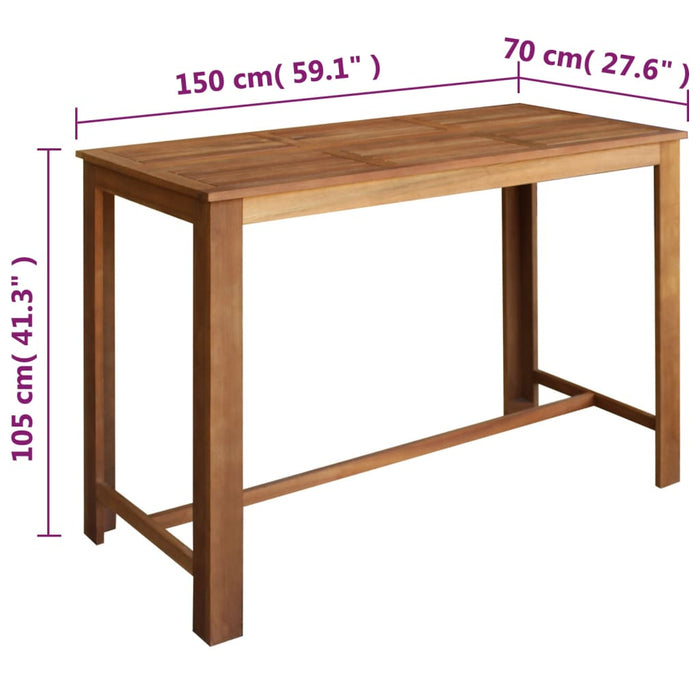 Tavolo e Sgabelli Bar Set 7 pz in Legno Massello di Acacia cod mxl 15130