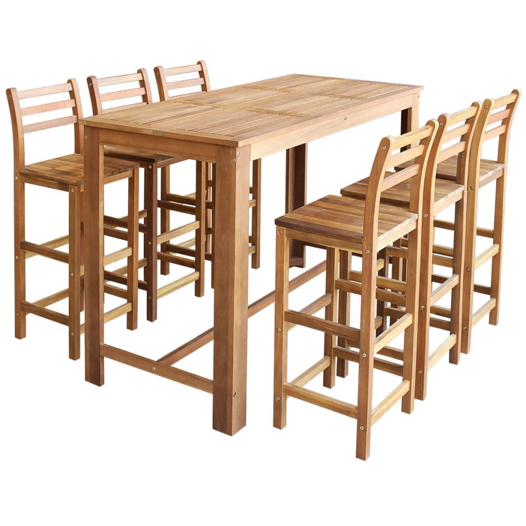 Tavolo e Sedie da Bar Set 7 pz in Legno di Acacia Massello 246671