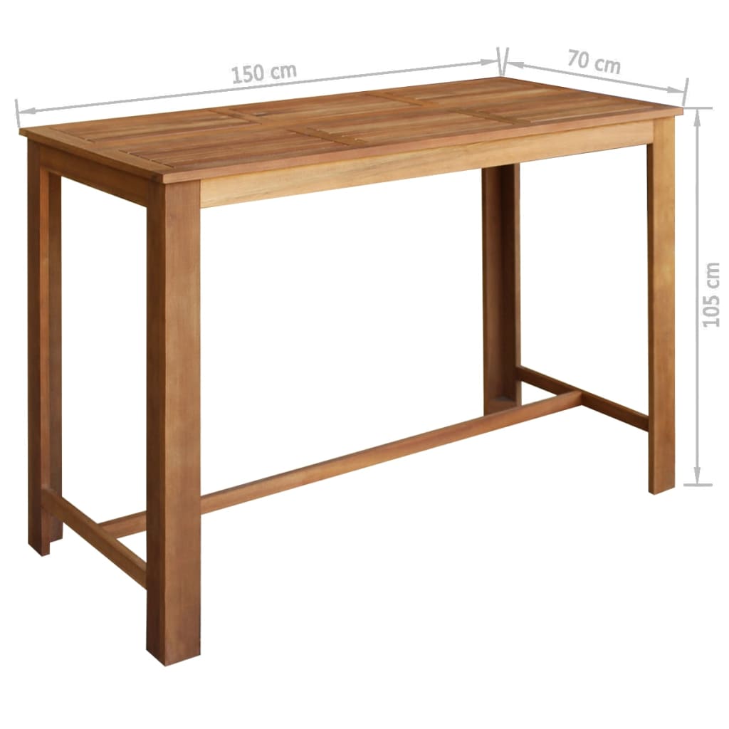 Tavolo e Sedie da Bar Set 7 pz in Legno di Acacia Massello 246671