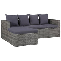 Set Divani da Giardino 4 pz con Cuscini in Polyrattan Grigio cod mxl 43682