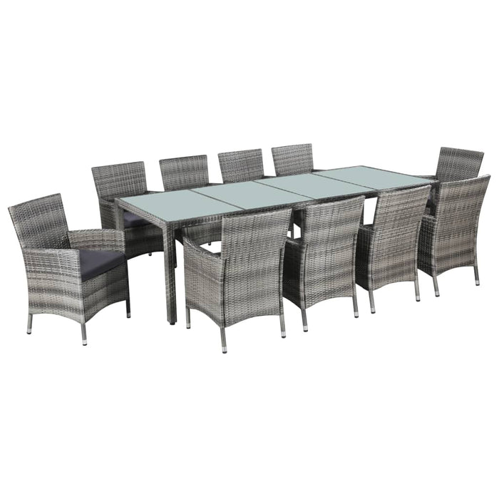 Set da Pranzo da Giardino 11 pz con Cuscini Polyrattan Grigio cod mxl 44062