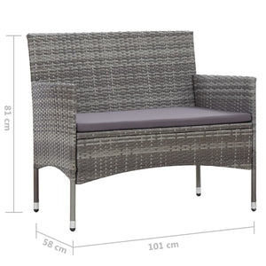 Panchina da Giardino 105 cm in Polyrattan Grigio cod mxl 78313