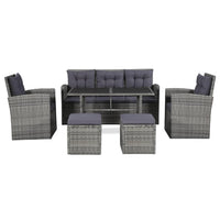 Set Divani da Giardino 6 pz con Cuscini in Polyrattan Grigio cod mxl 51318