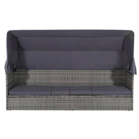 Lettino da Giardino con Tettuccio Grigio 205x62 cm Polyrattan