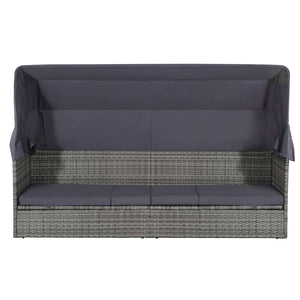 Lettino da Giardino con Tettuccio Grigio 205x62 cm Polyrattan