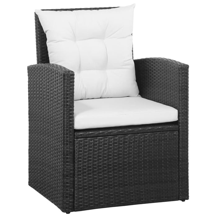 Set Divani da Giardino 5 pz con Cuscini in Polyrattan Nero cod mxl 41298