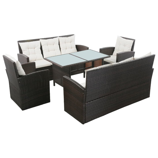 Set Divani da Giardino 5 pz con Cuscini in Polyrattan Marrone cod mxl 35210