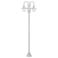 Lampione da Giardino E27 220 cm in Alluminio 3 Lampade Bianco 44206