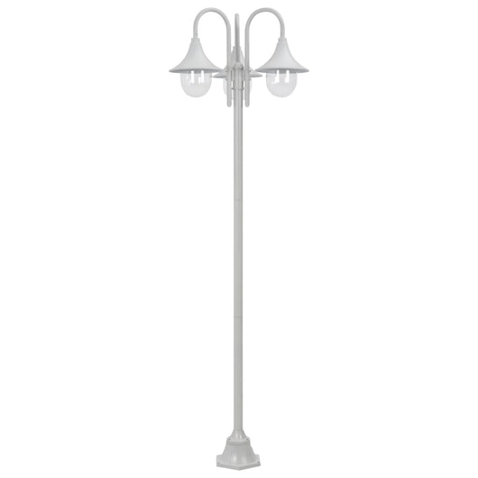 Lampione da Giardino E27 220 cm in Alluminio 3 Lampade Bianco cod mxl 69798