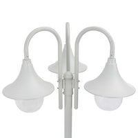 Lampione da Giardino E27 220 cm in Alluminio 3 Lampade Bianco 44206