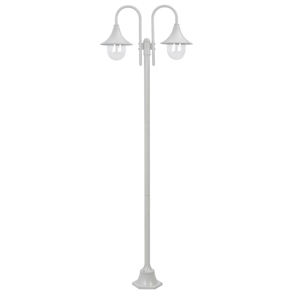 Lampione da Giardino E27 220 cm Alluminio 2 Lampade Biancocod mxl 106972