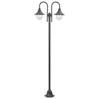 Lampione da Giardino E27 220 cm in Alluminio 2 Lampade Bronzo 44209