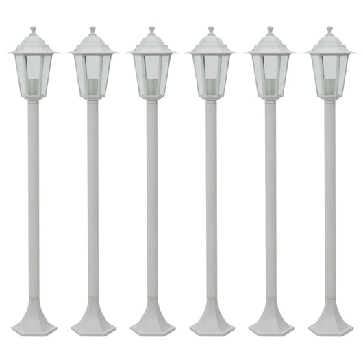 Lampioni da Giardino 6 pz E27 110 cm in Alluminio Bianco 44215