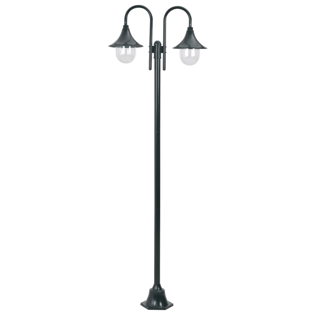 Lampione da Giardino E27 220 cm Alluminio 2 Lampade Verde Scurocod mxl 94942