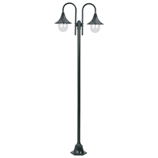 Lampione da Giardino E27 220 cm Alluminio 2 Lampade Verde Scurocod mxl 94942