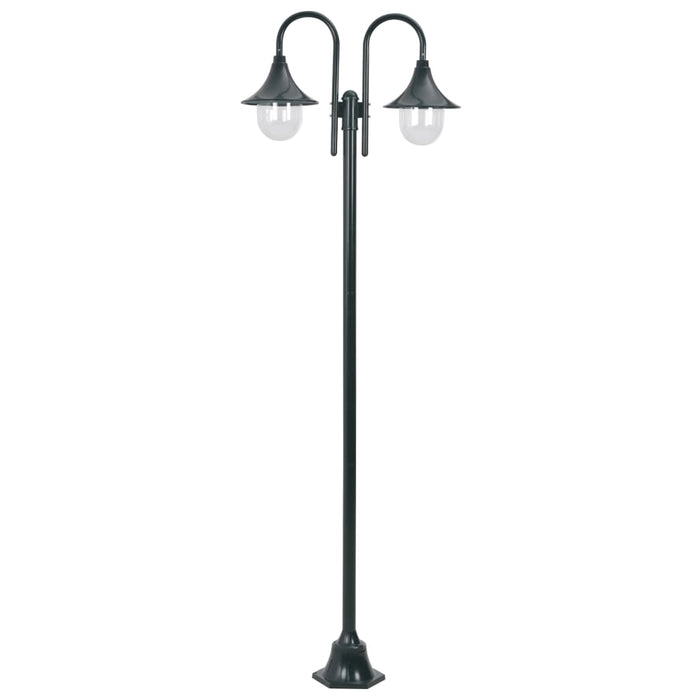 Lampione da Giardino E27 220 cm Alluminio 2 Lampade Verde Scurocod mxl 94942