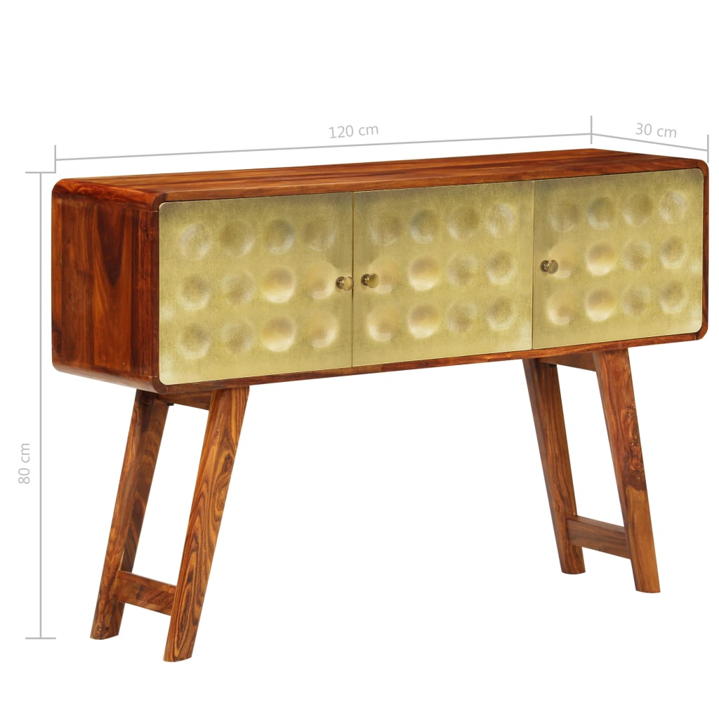 Credenza in Massello di Sheesham con Stampa Dorata 120x30x80 cm 246347