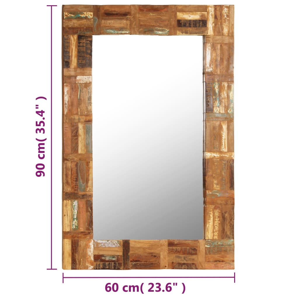 Specchio da Parete in Legno Massello di Recupero 60x90 cm cod mxl 67728