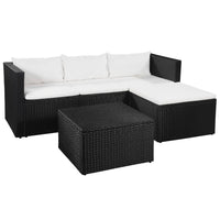 Set Divani da Giardino 3 pz in Polyrattan Nero e Bianco 44168