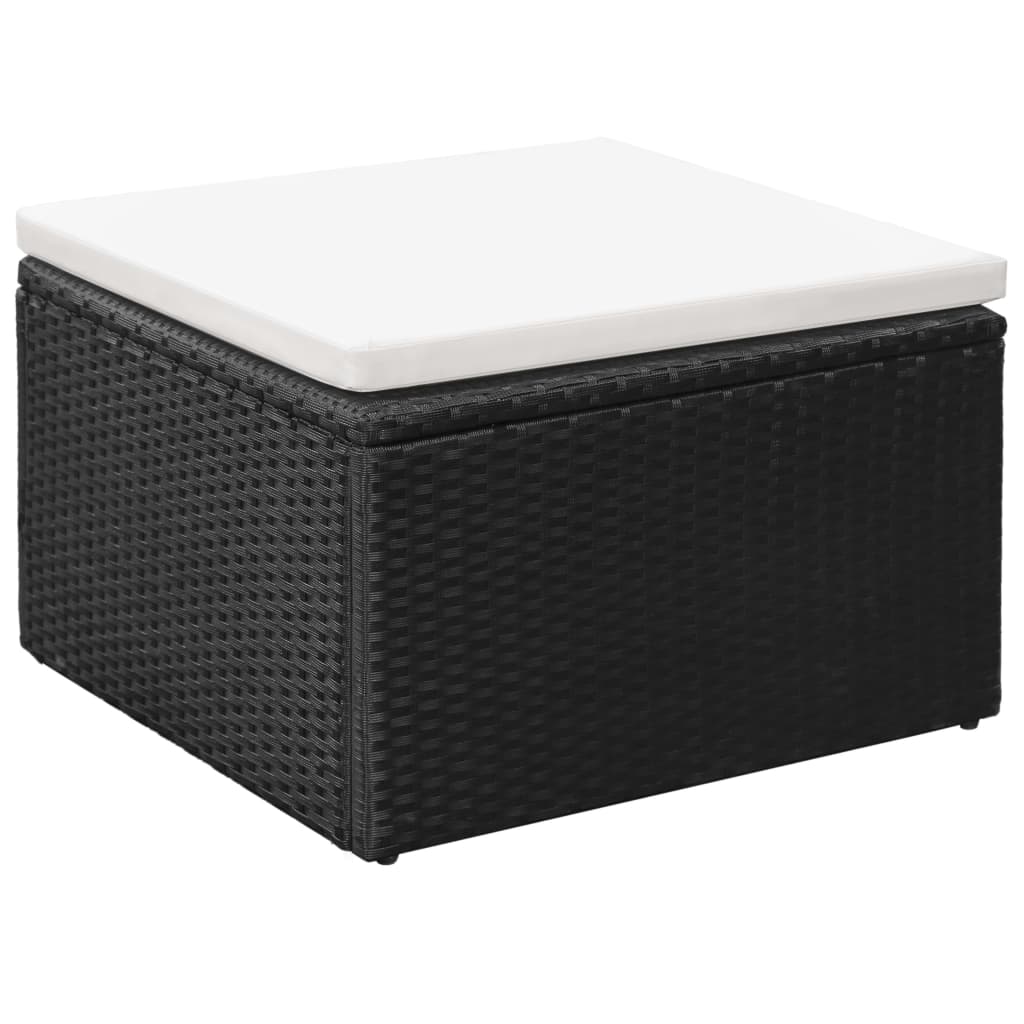 Set Divani da Giardino 3 pz in Polyrattan Nero e Bianco 44168