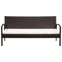 Divano da Giardino a 3 Posti con Cuscini Marrone in Polyrattan 44180