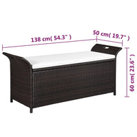 Cassapanca con Cuscino 138 cm in Polyrattan Marrone cod mxl 45928