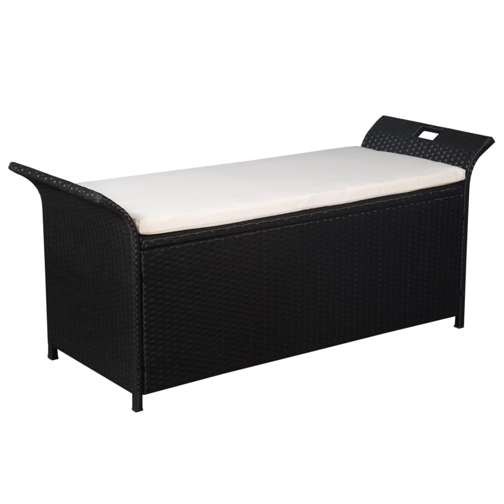 Cassapanca con Cuscino 138 cm in Polyrattan Nero 44183