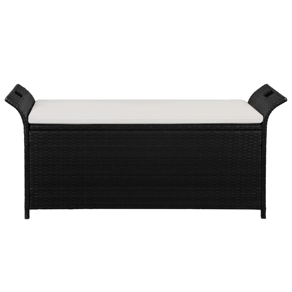 Cassapanca con Cuscino 138 cm in Polyrattan Nero 44183