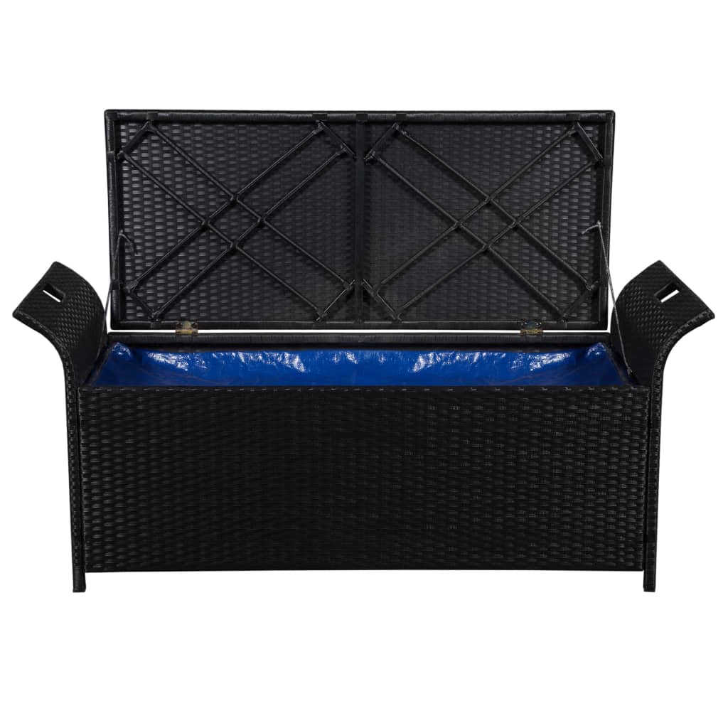 Cassapanca con Cuscino 138 cm in Polyrattan Nero 44183