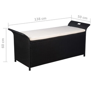 Cassapanca con Cuscino 138 cm in Polyrattan Nero 44183