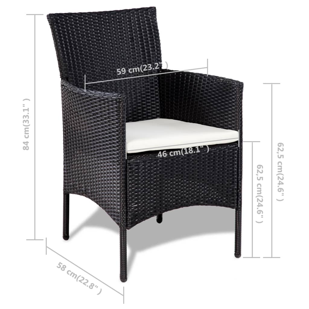 Set Divani da Giardino 4 pz con Cuscini in Polyrattan Nero 44186