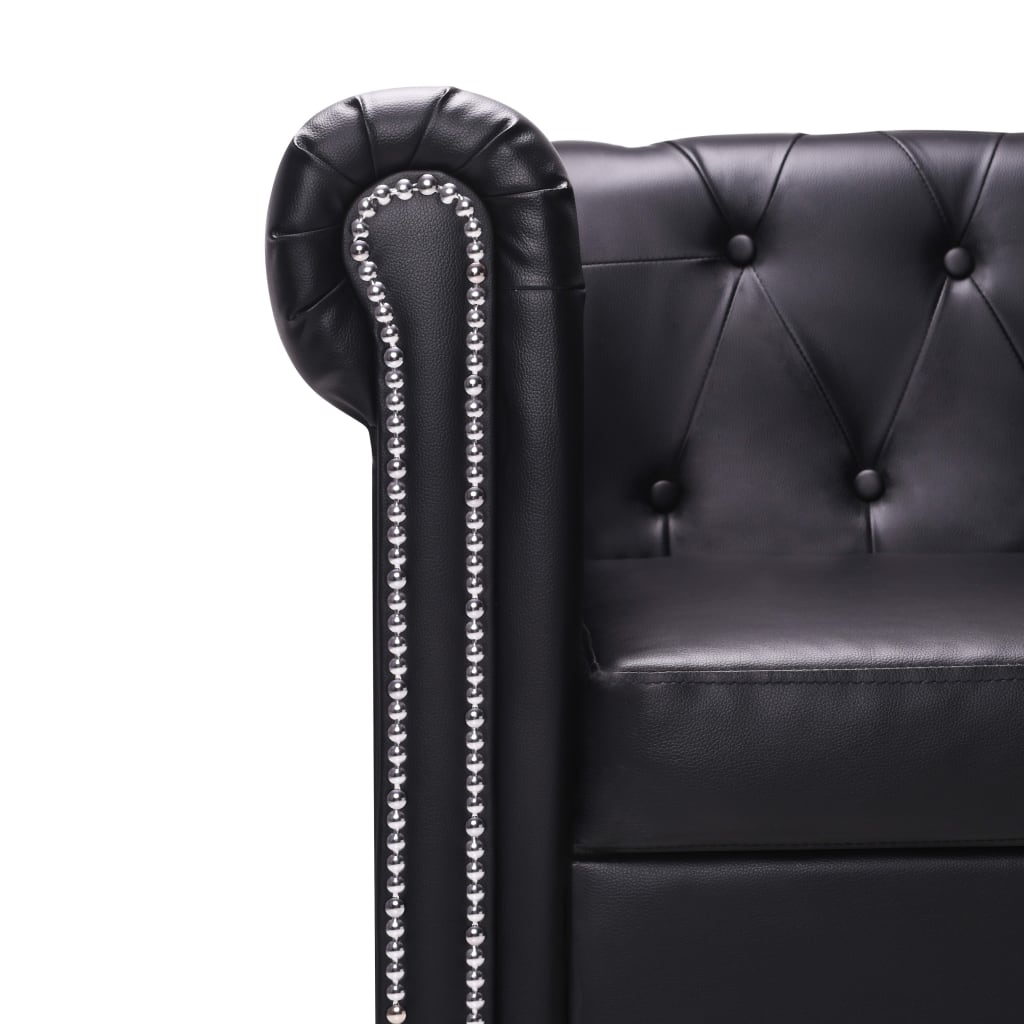 Divano Chesterfield a L in Similpelle Nero 275224