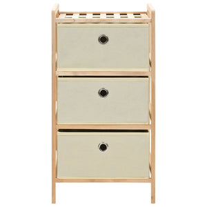 Mobiletto Stoccaggio Legno di Cedro e 3 Cesti in Tessuto Beige cod mxl 49732