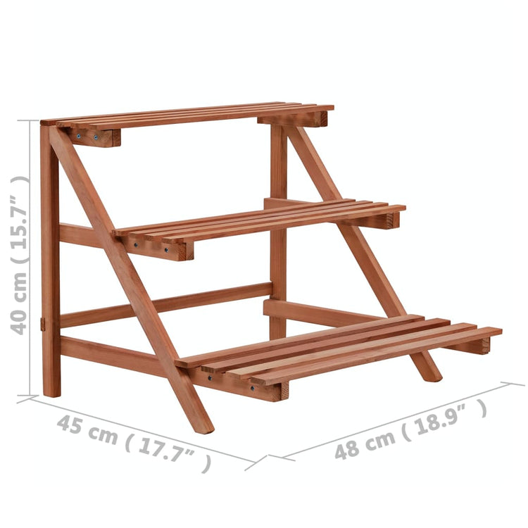 Piedistallo per Piante a 3 Mensole in Legno di Cedro 48x45x40cm