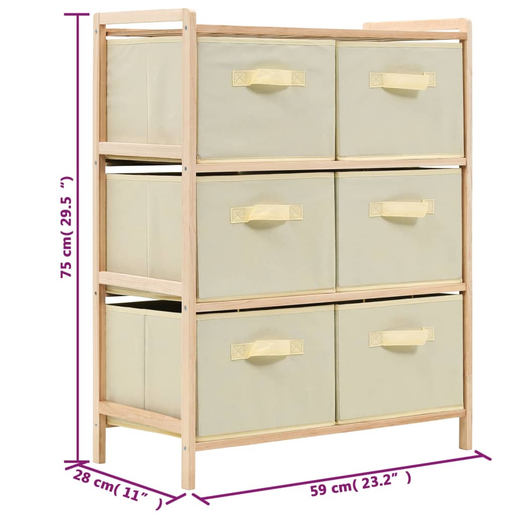 246439 Storage Rack with 6 Fabric Baskets Cedar Wood Beige cod mxl 49618